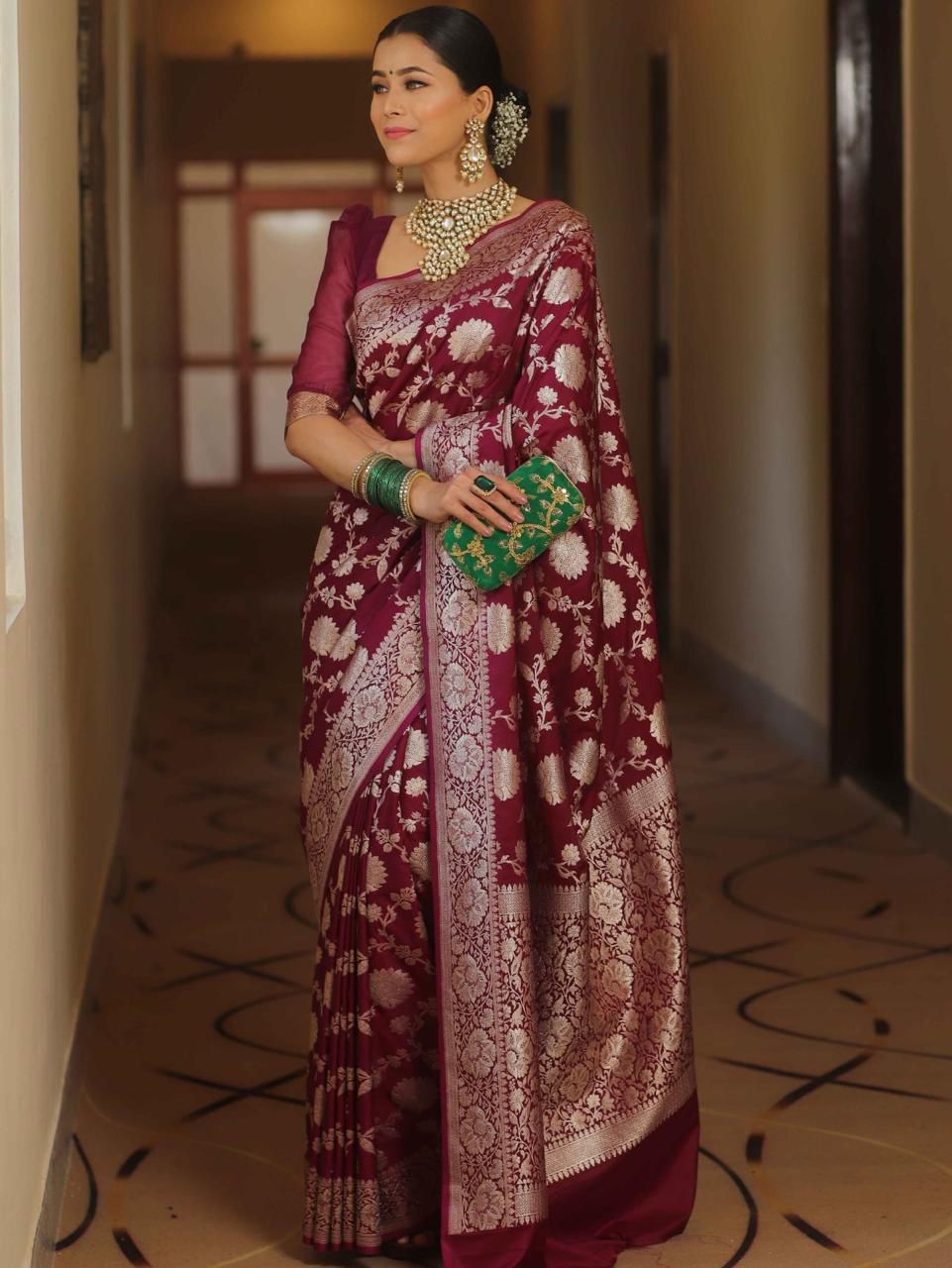 Sumptuous Wine Soft Silk Weaving Saree