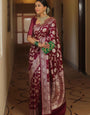 Sumptuous Wine Soft Silk Weaving Saree