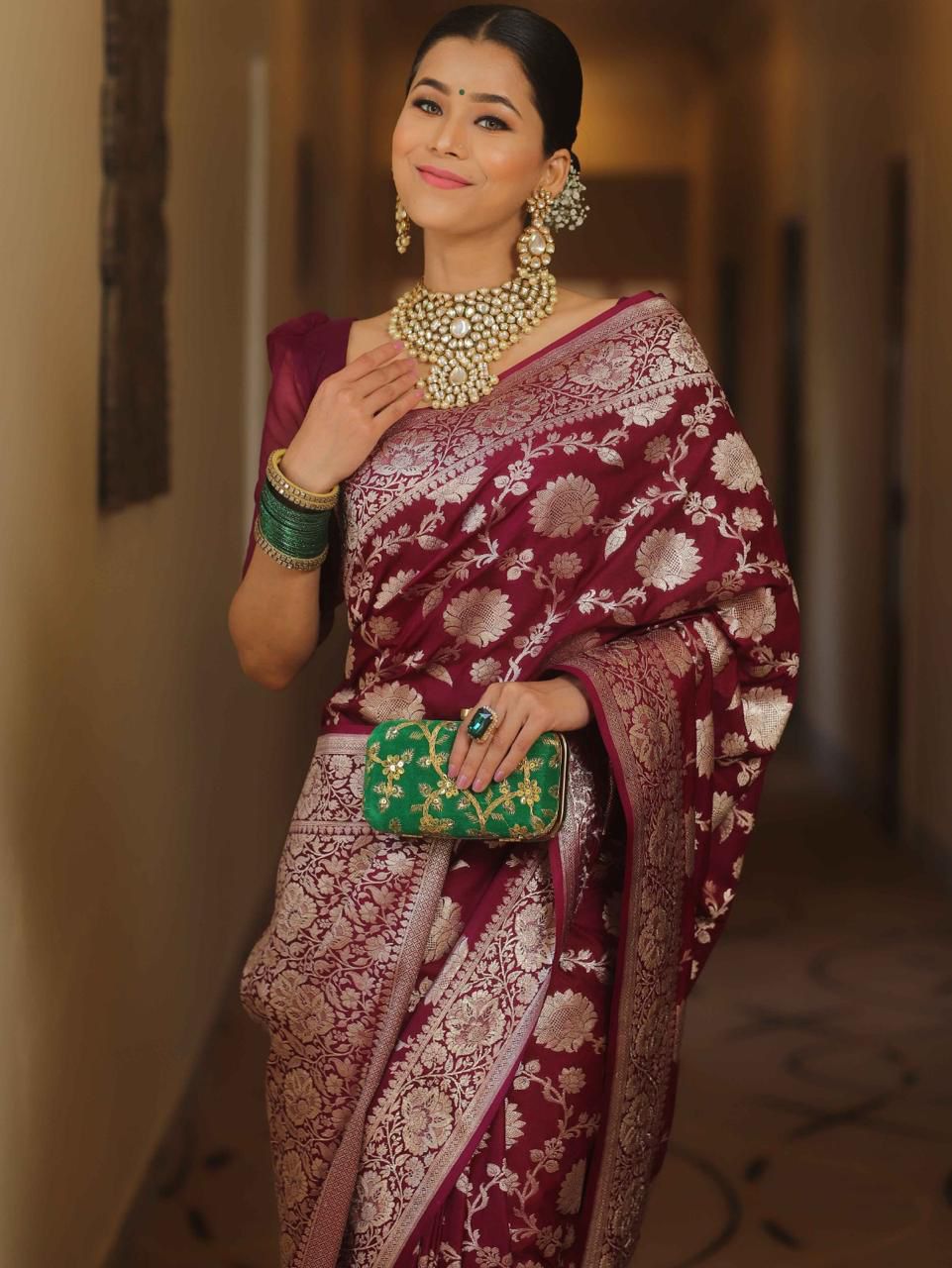 Sumptuous Wine Soft Silk Weaving Saree