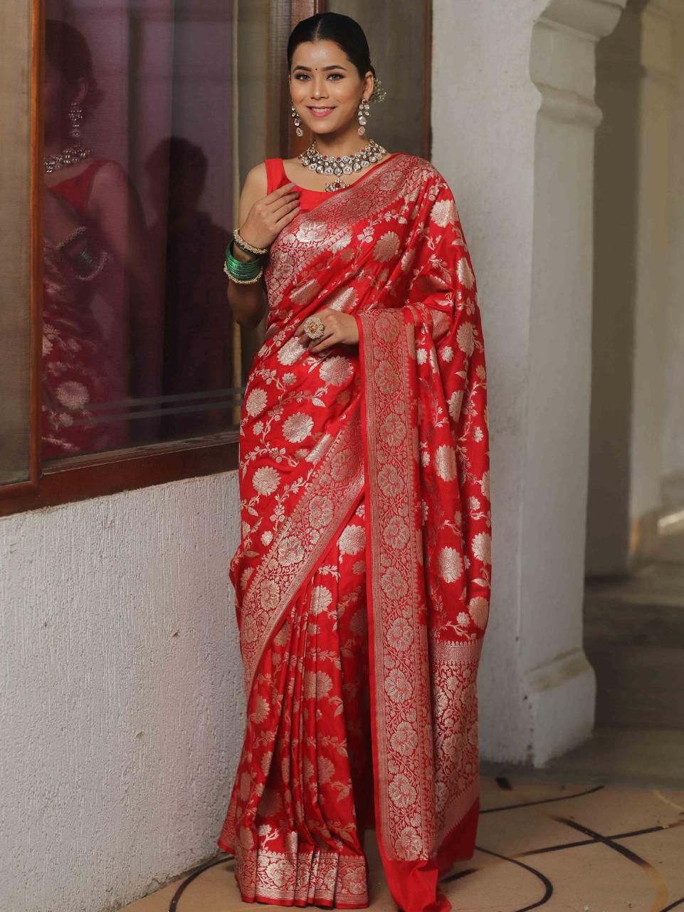 Fairytale Red Soft Silk Weaving Saree