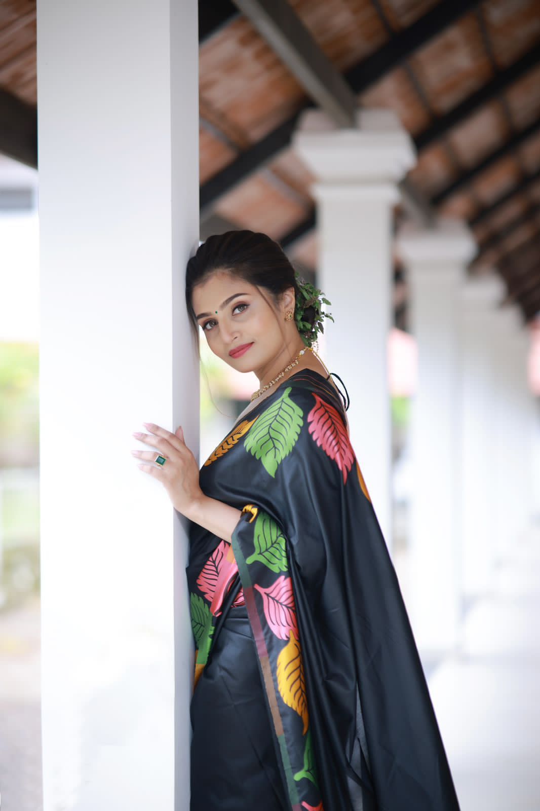 Radiant Black Soft Silk Weaving Saree