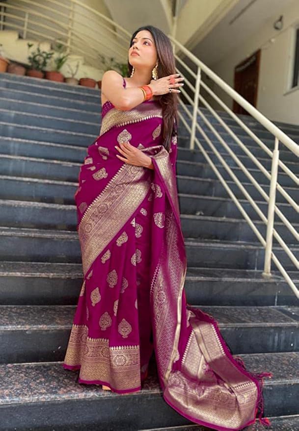 Splendid Purple Soft Silk Weaving Saree
