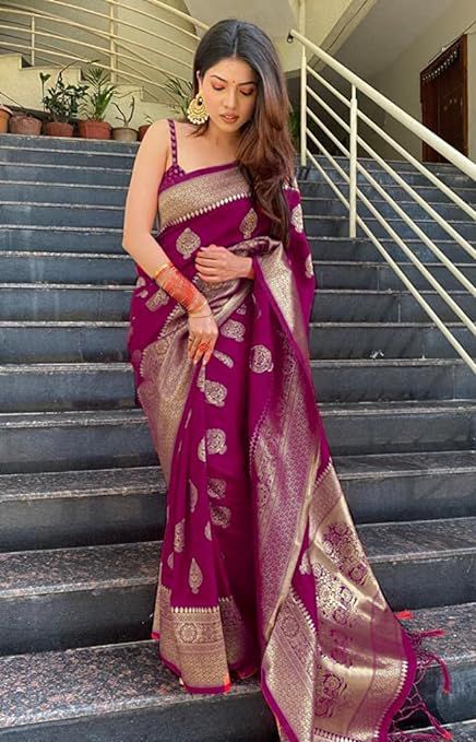 Splendid Purple Soft Silk Weaving Saree