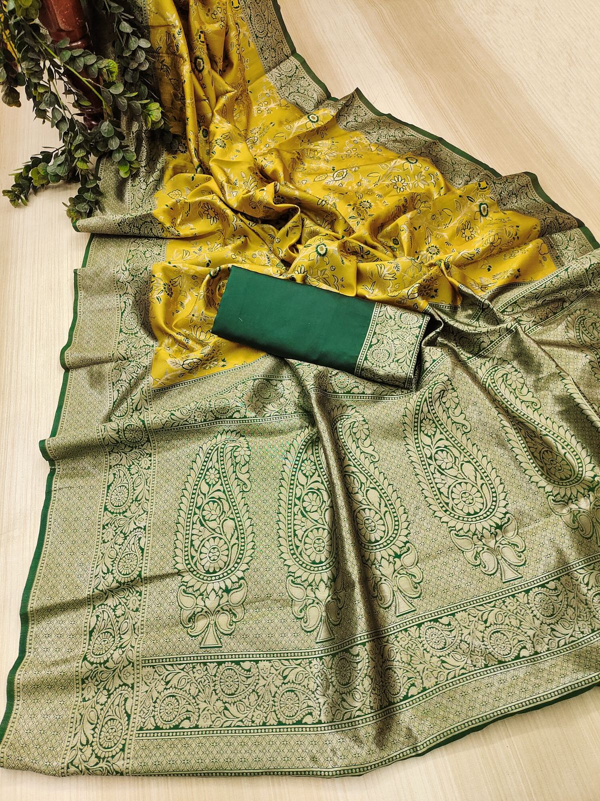 Outstanding Yellow Soft Silk Weaving Saree