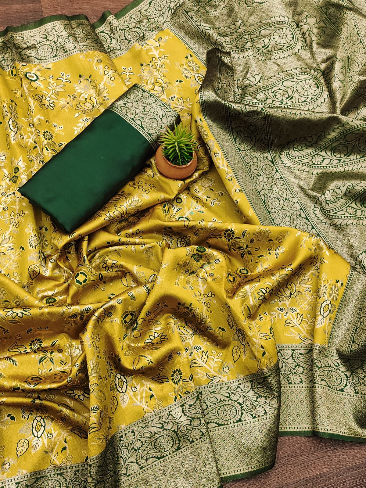 Outstanding Yellow Soft Silk Weaving Saree
