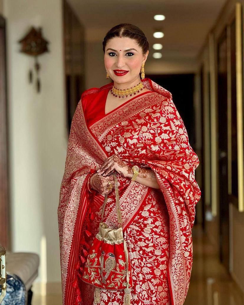 Precious Red Soft Silk Weaving Saree