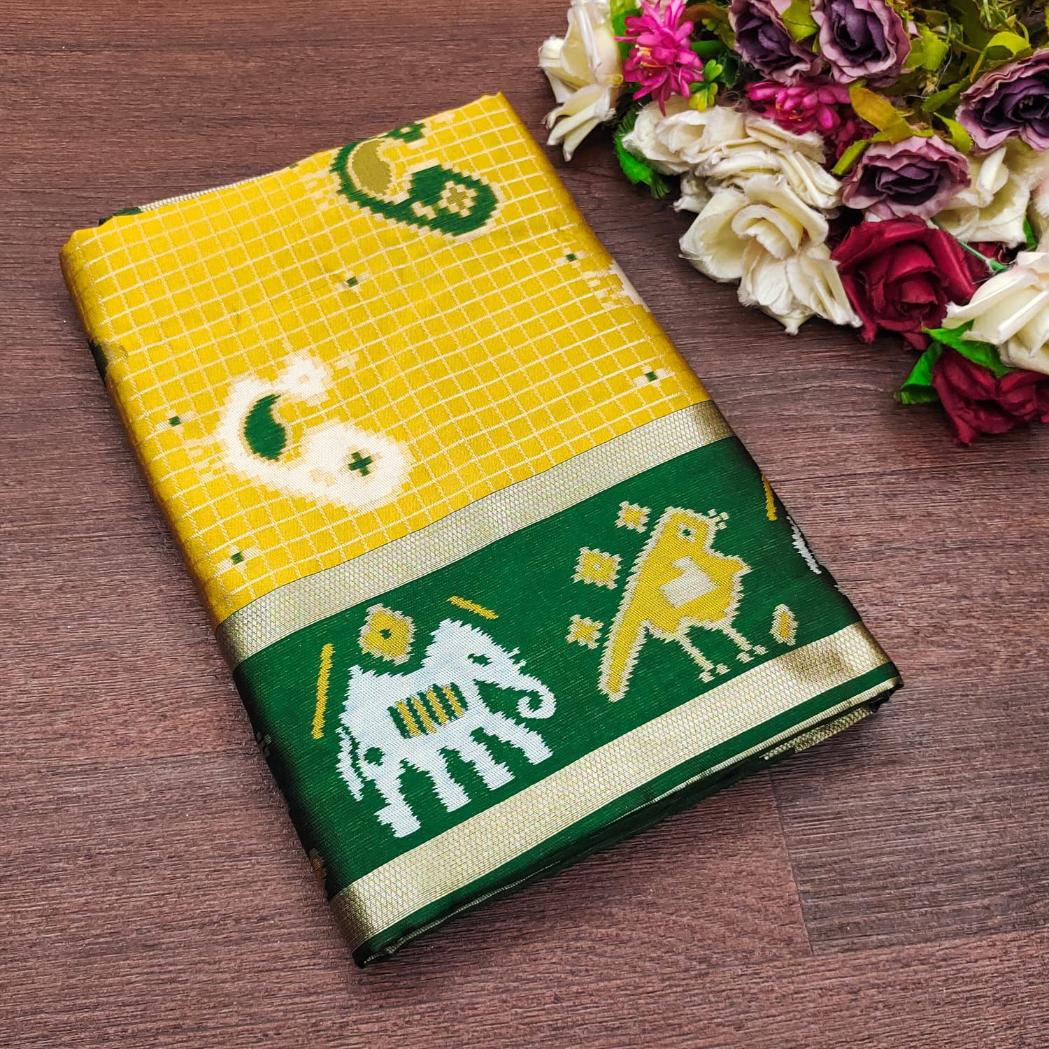 Pretty Mustard Soft Silk Weaving Saree