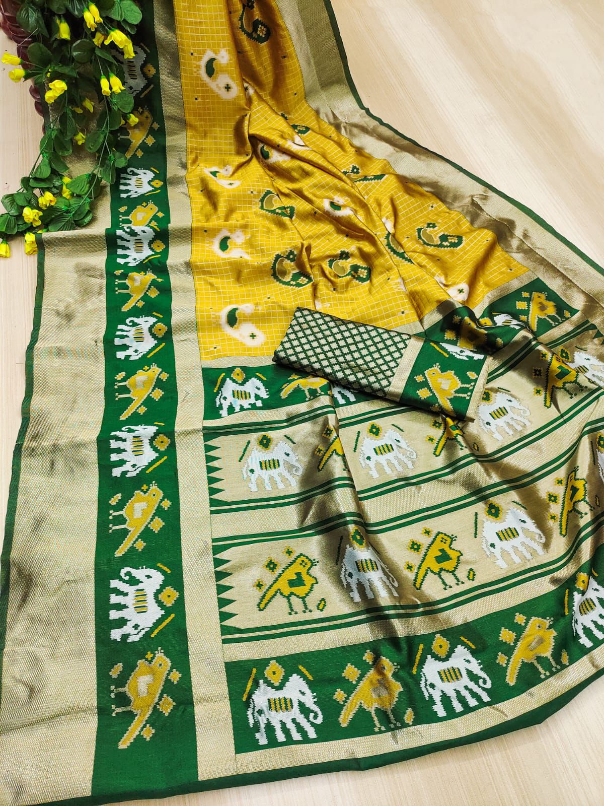 Pretty Mustard Soft Silk Weaving Saree