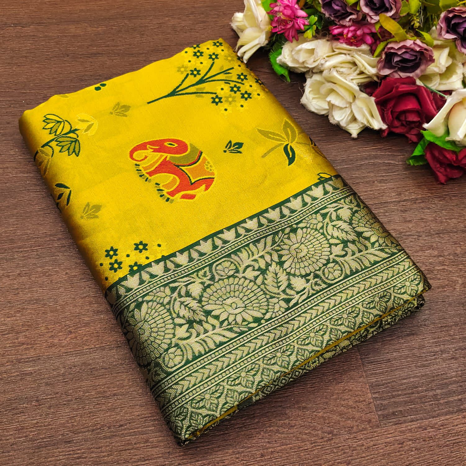 Scintilla Yellow Soft Silk Weaving Saree