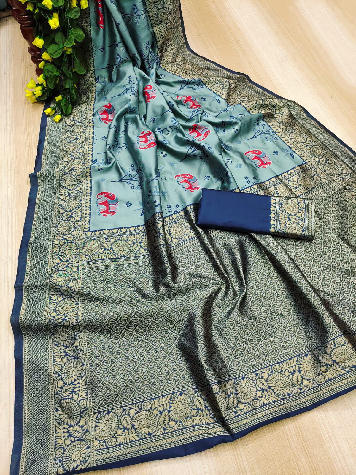Flamboyant Sky Blue Soft Silk Weaving Saree