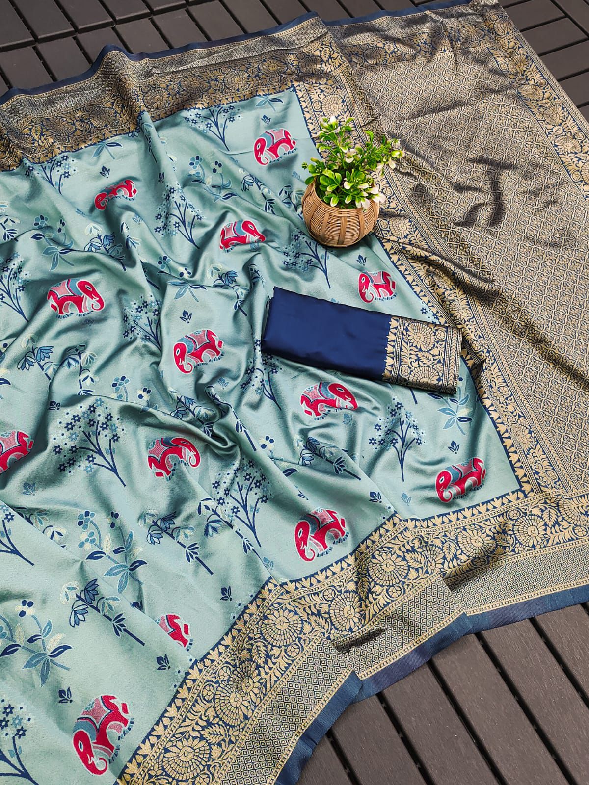 Flamboyant Sky Blue Soft Silk Weaving Saree