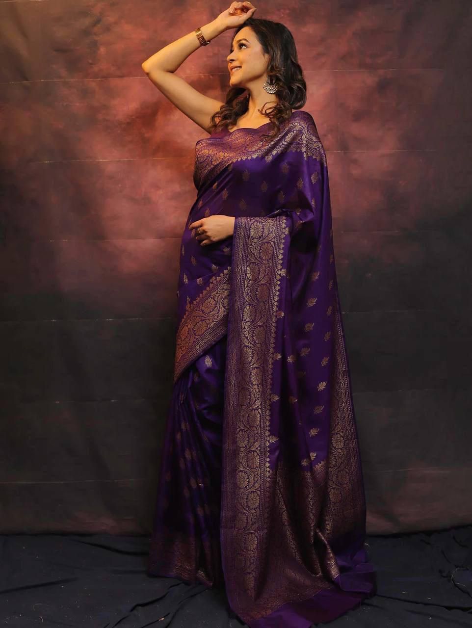 Adorning Purple Soft Silk Weaving Saree