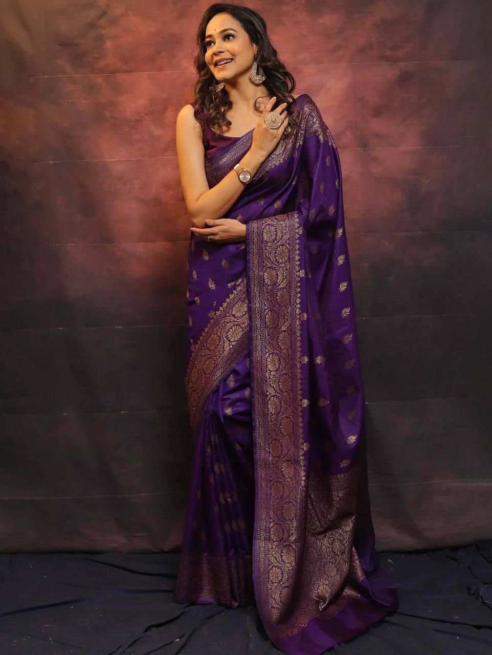 Adorning Purple Soft Silk Weaving Saree