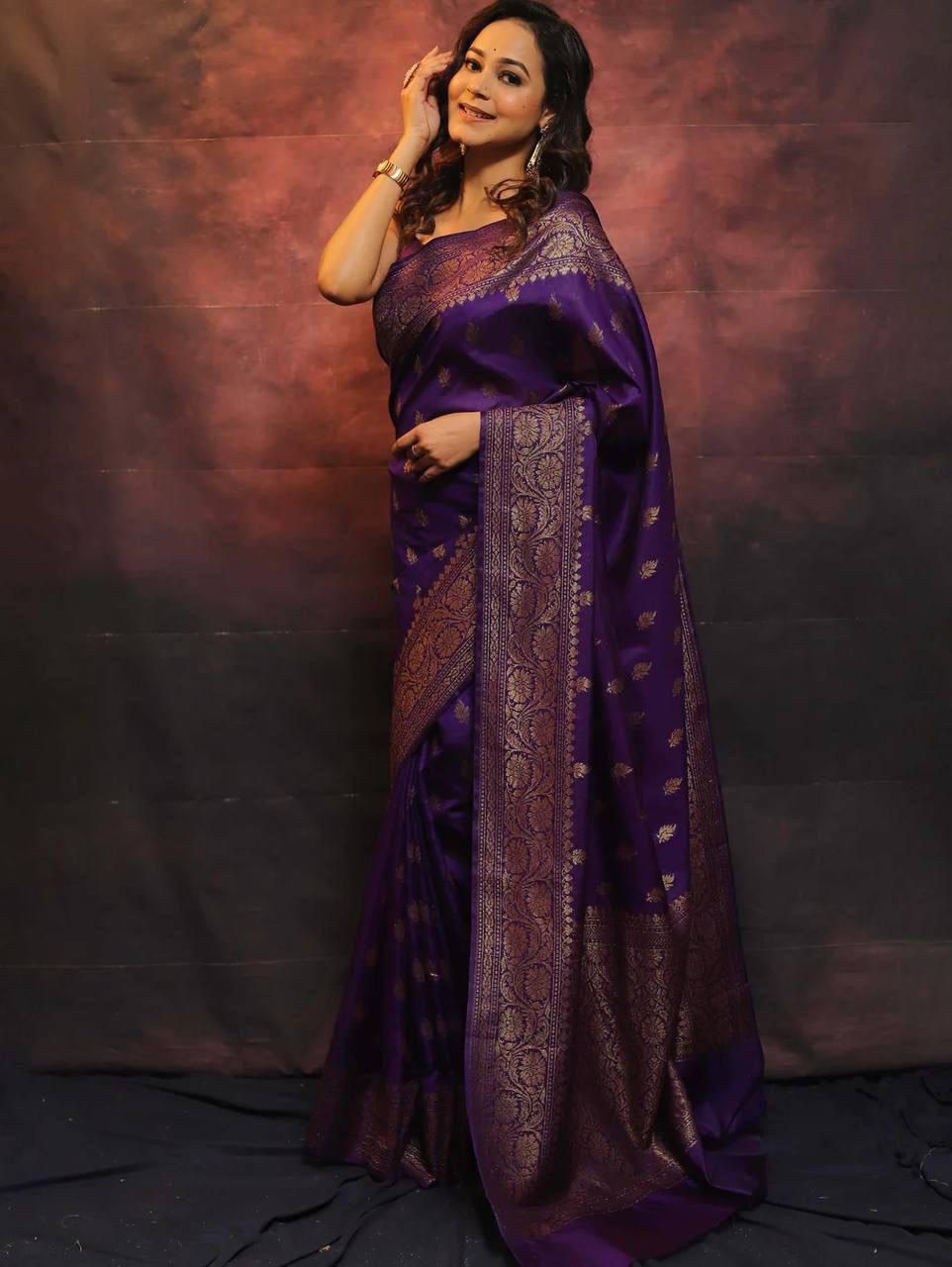 Adorning Purple Soft Silk Weaving Saree