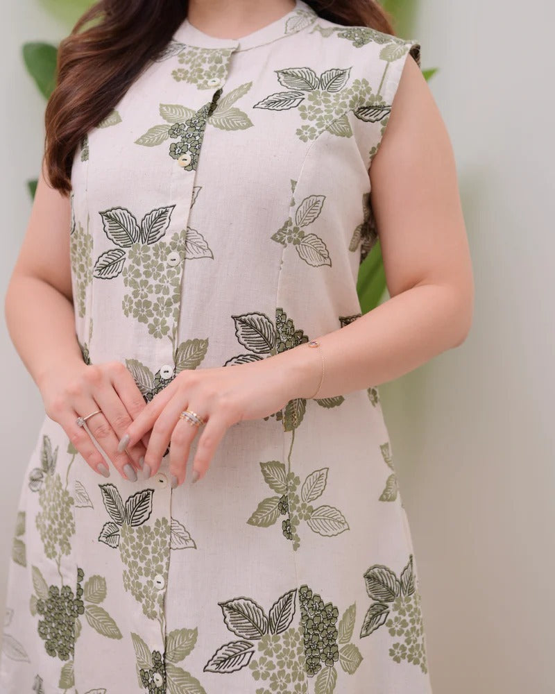 Devastating Ivory Pure Cotton Floral Printed Kurta Set