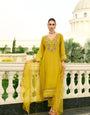 Inspiring Yellow Chanderi Pure Mull  Embroidery And Hand Work Suit Set