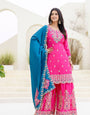 Epiphany Pink Chinon Embroidery With Codding Work Suit Set