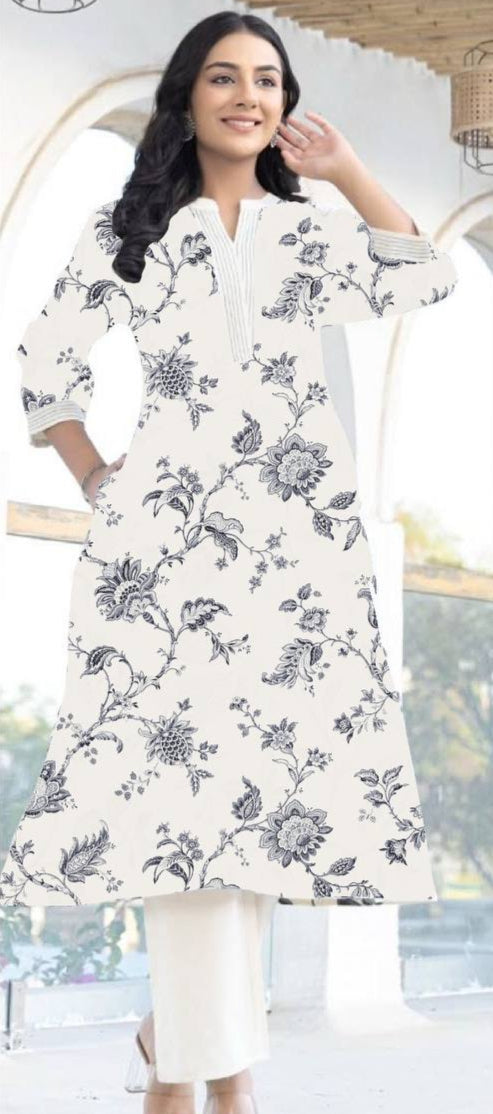 Glorious Black Rayon Digital print kurti set