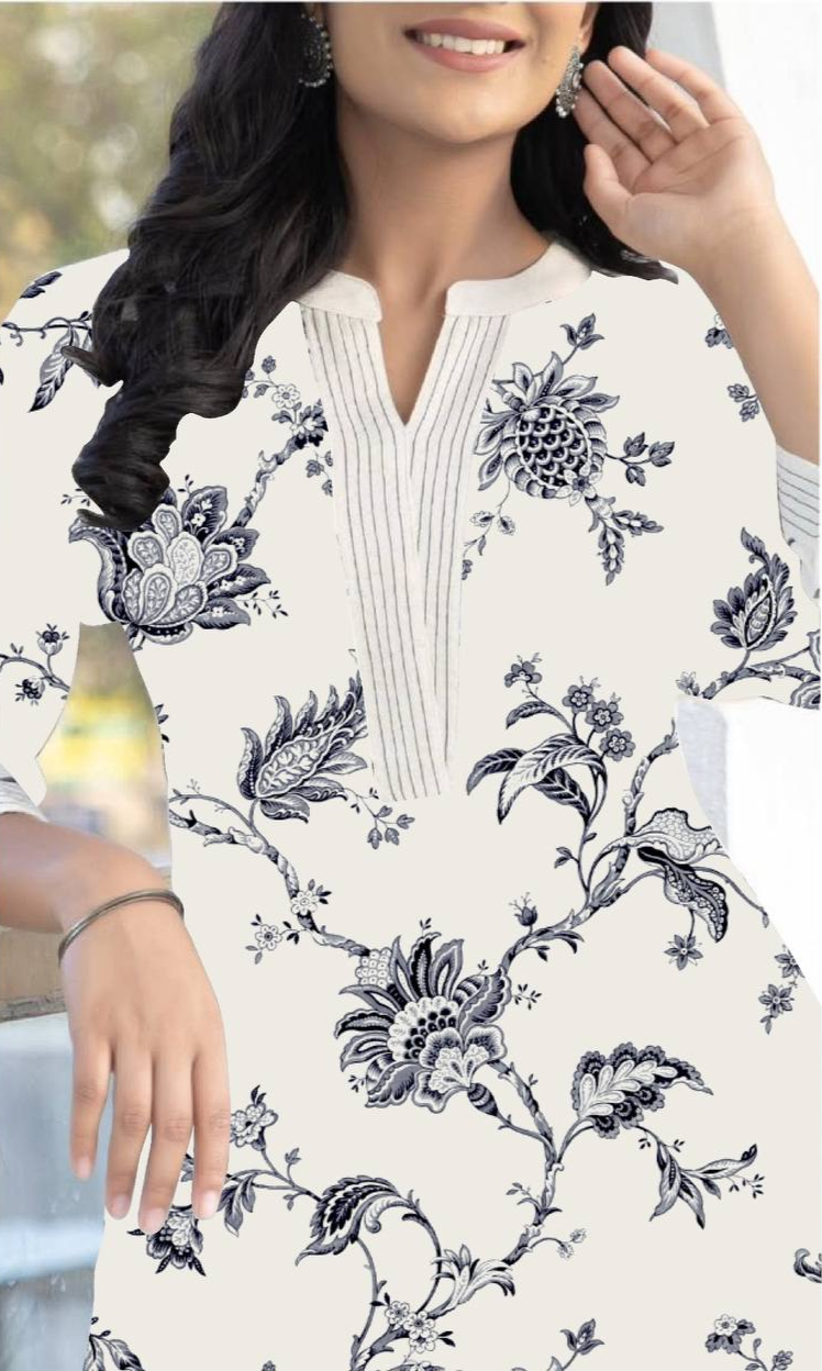 Glorious Black Rayon Digital print kurti set