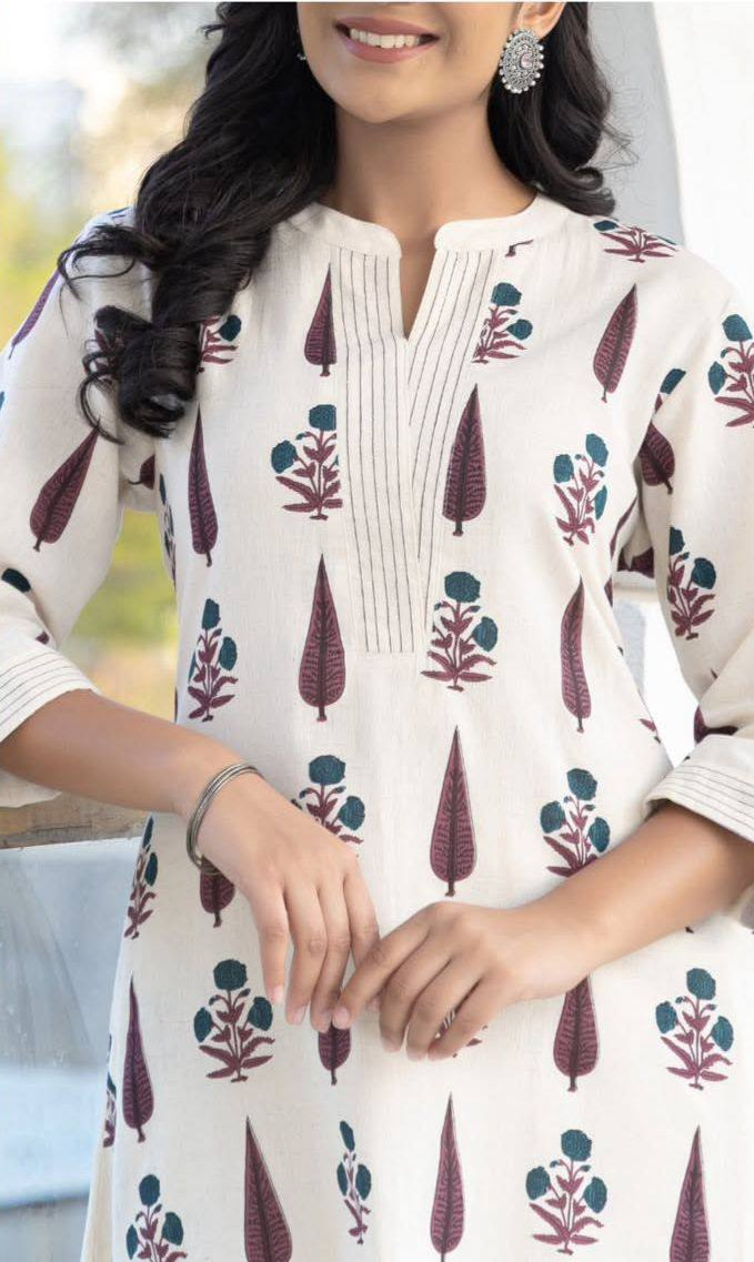 Charming Wine Rayon Digital print kurti set