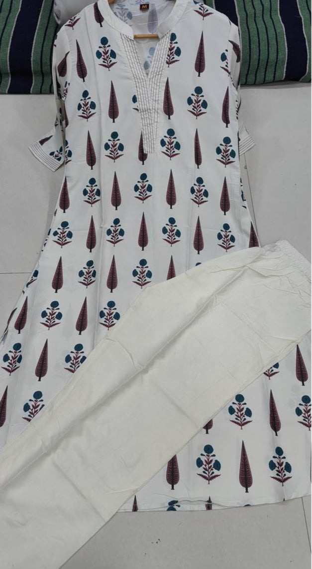 Charming Wine Rayon Digital print kurti set