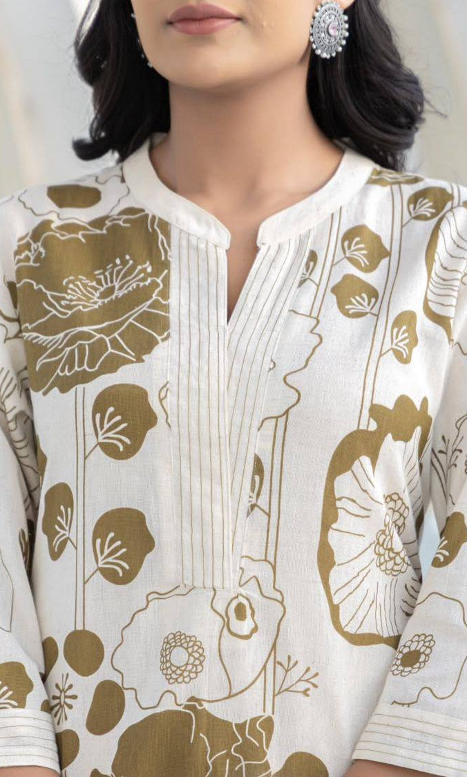 Precious Brown Rayon Digital print kurti set