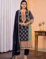Exuberant Blue Maslin Digital Print Suit Set