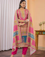 Confounding Pink Maslin Digital Print Suit Set