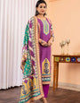 Groovy Purple Maslin Digital Print Suit Set