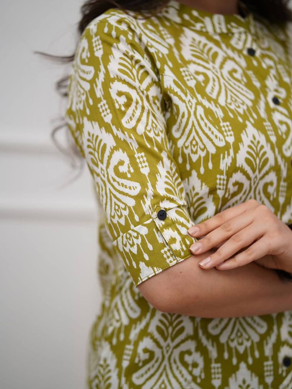 Ailurophile Mehandi Pure Cotton Slub Printed Kurta Set