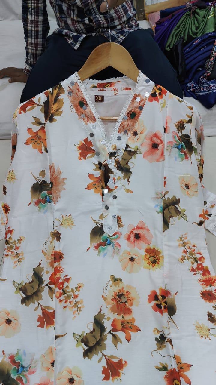 Blooming Off White Mul Cotten Flower Printed Suit Set