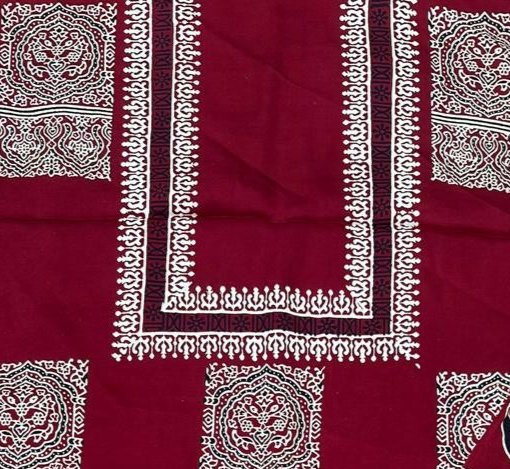 Decorative Maroon Original Natural Ajrakh Print 3 pc Pure Modal Silk Unstitched Suit Set