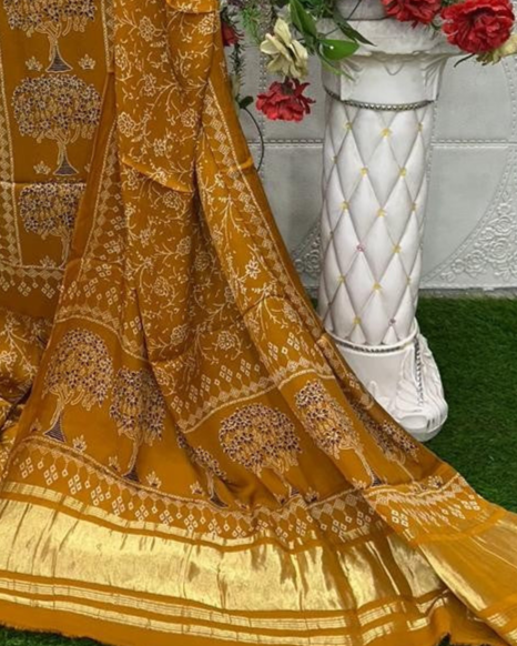 Mustrad Original Natural Ajrakh Print 3 pc Pure Modal Silk Unstitched Suit Set