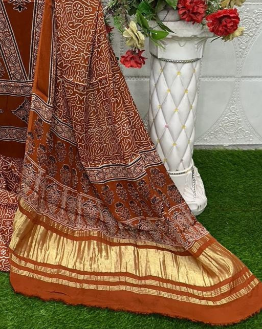 RedWood Original Natural Ajrakh Print 3 pc Pure Modal Silk Unstitched Suit Set
