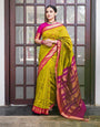 Lemon Green Soft Lichi Silk Saree with Exclusive Jacquard Border