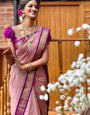 Faded Pink Soft Lichi Silk Saree with Exclusive Jacquard Border