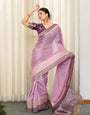 Lily Pink Jacquard Weaving Soft Lichi Silk Saree