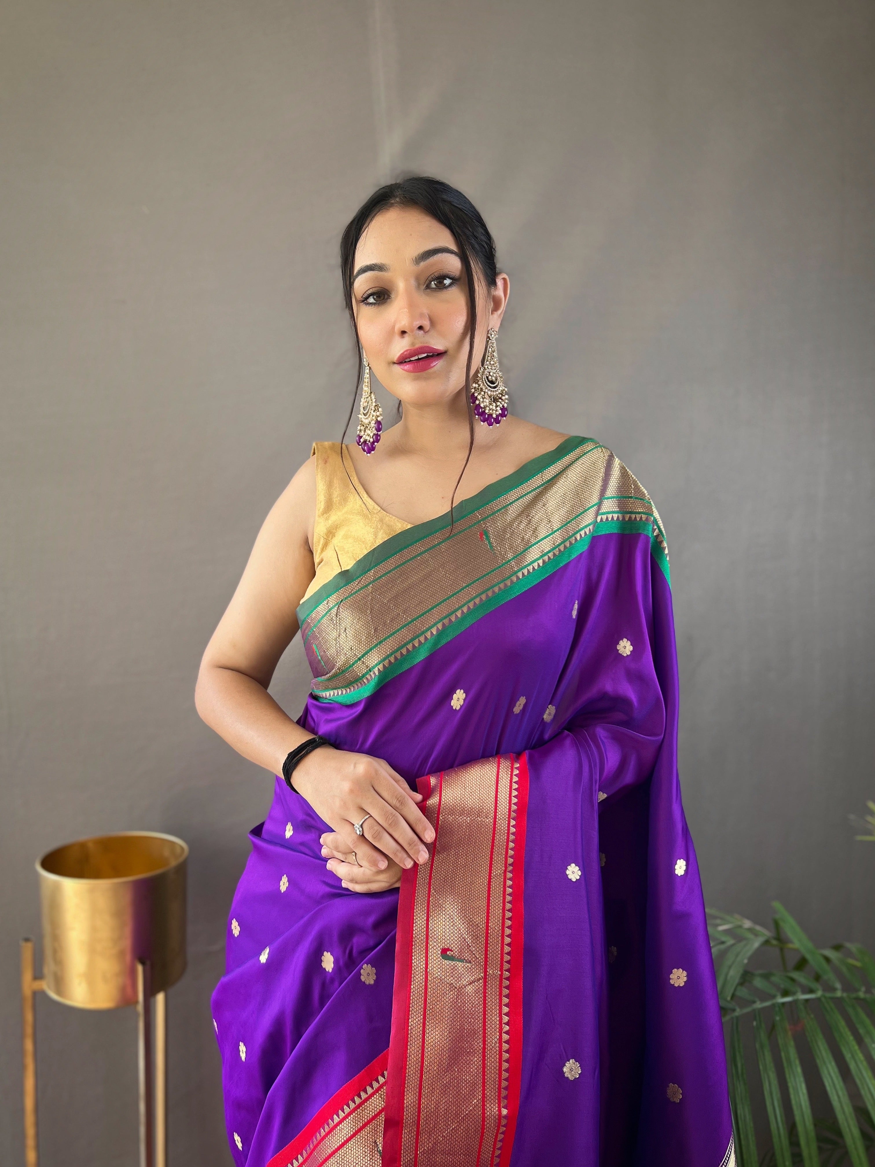Purple Paithani Silk Woven Saree