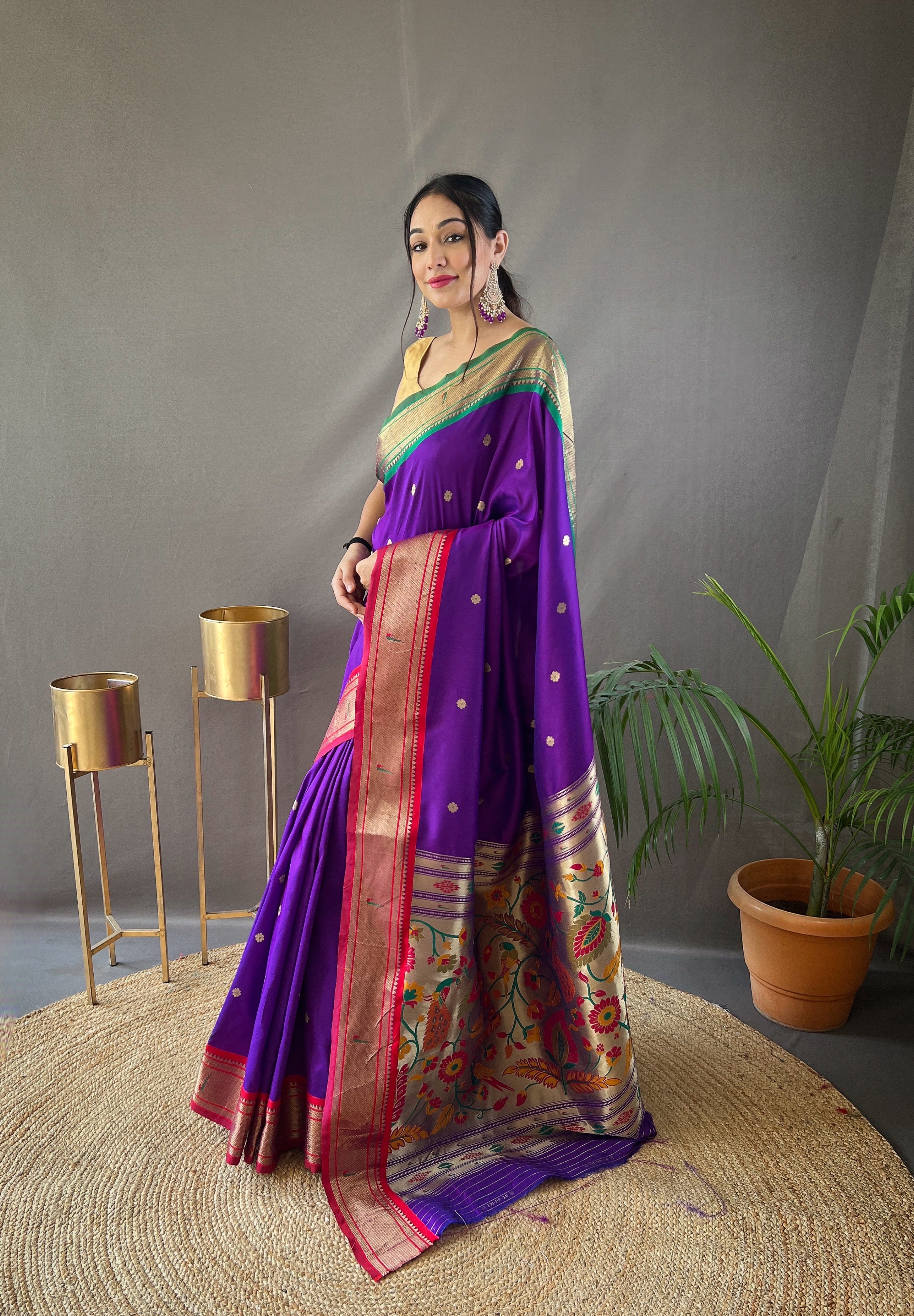 Purple Paithani Silk Woven Saree