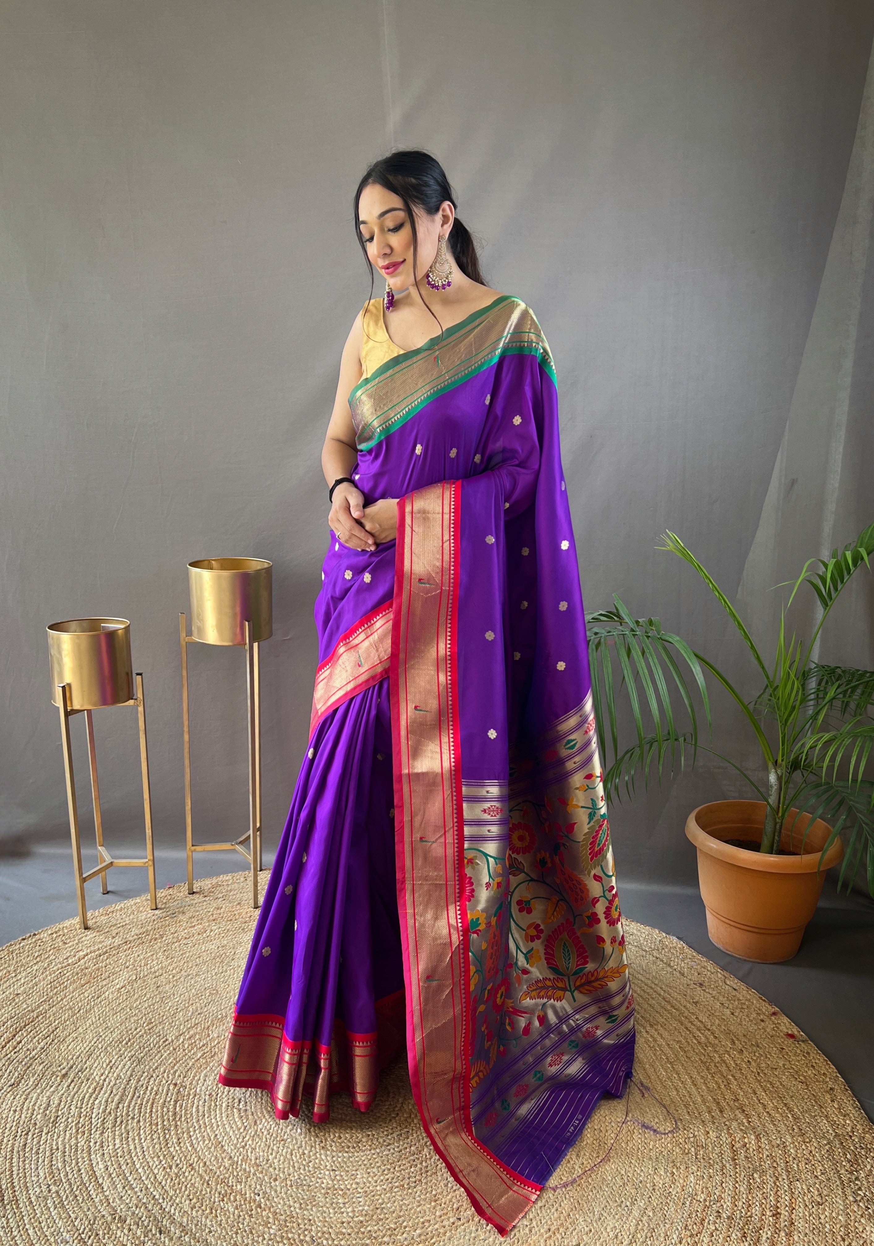 Purple Paithani Silk Woven Saree