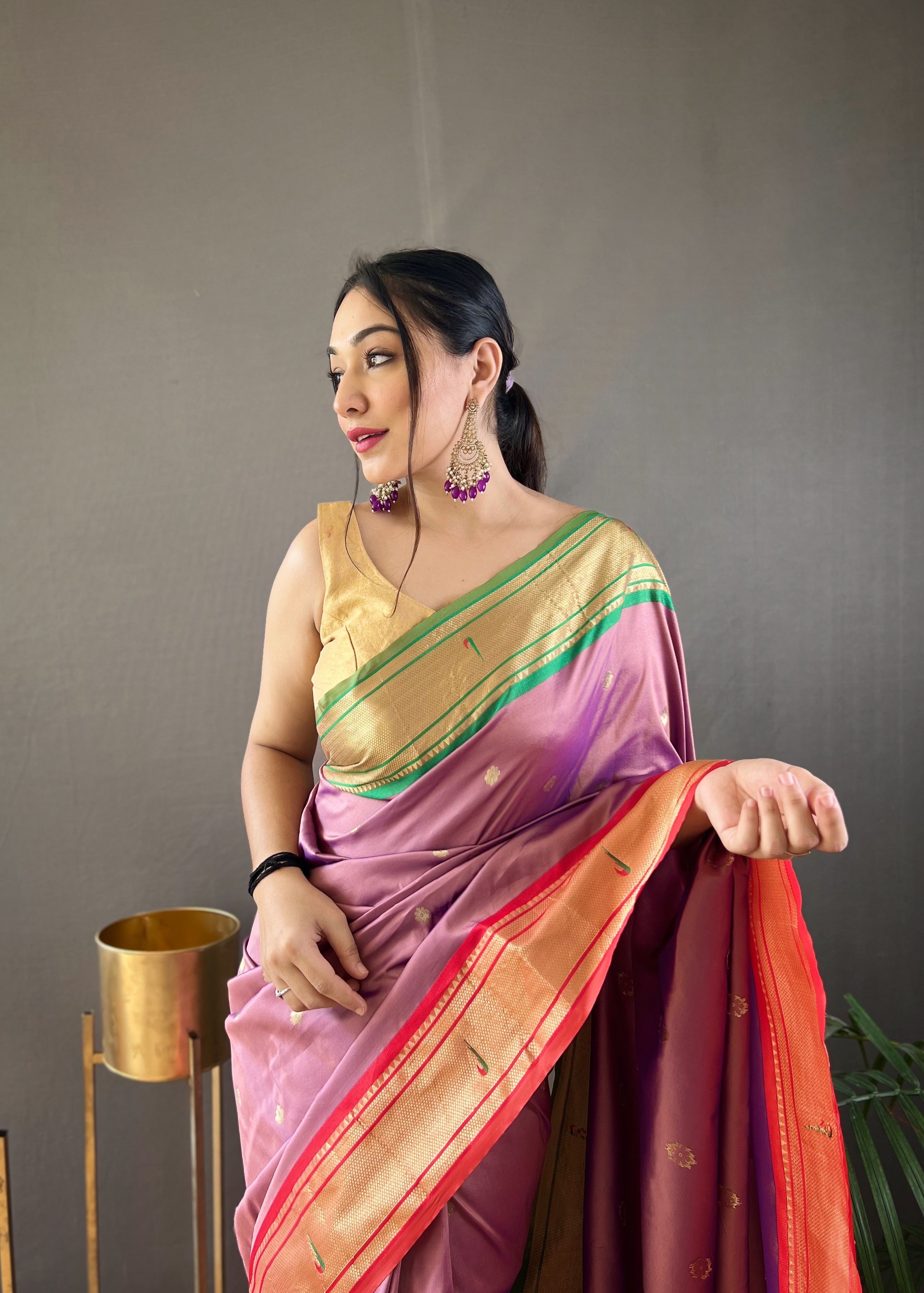 Vivid Pink Paithani Silk Woven Saree
