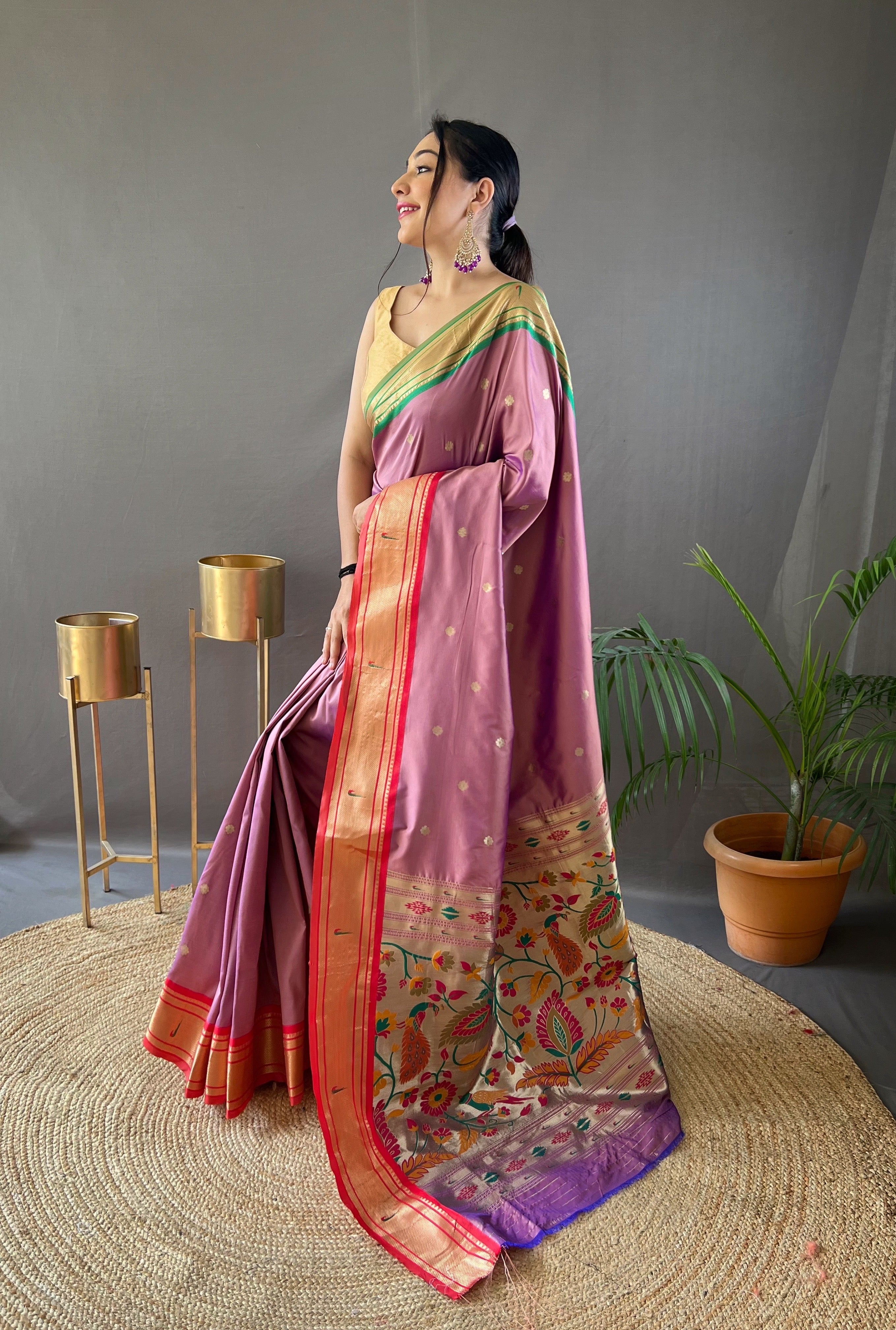 Vivid Pink Paithani Silk Woven Saree