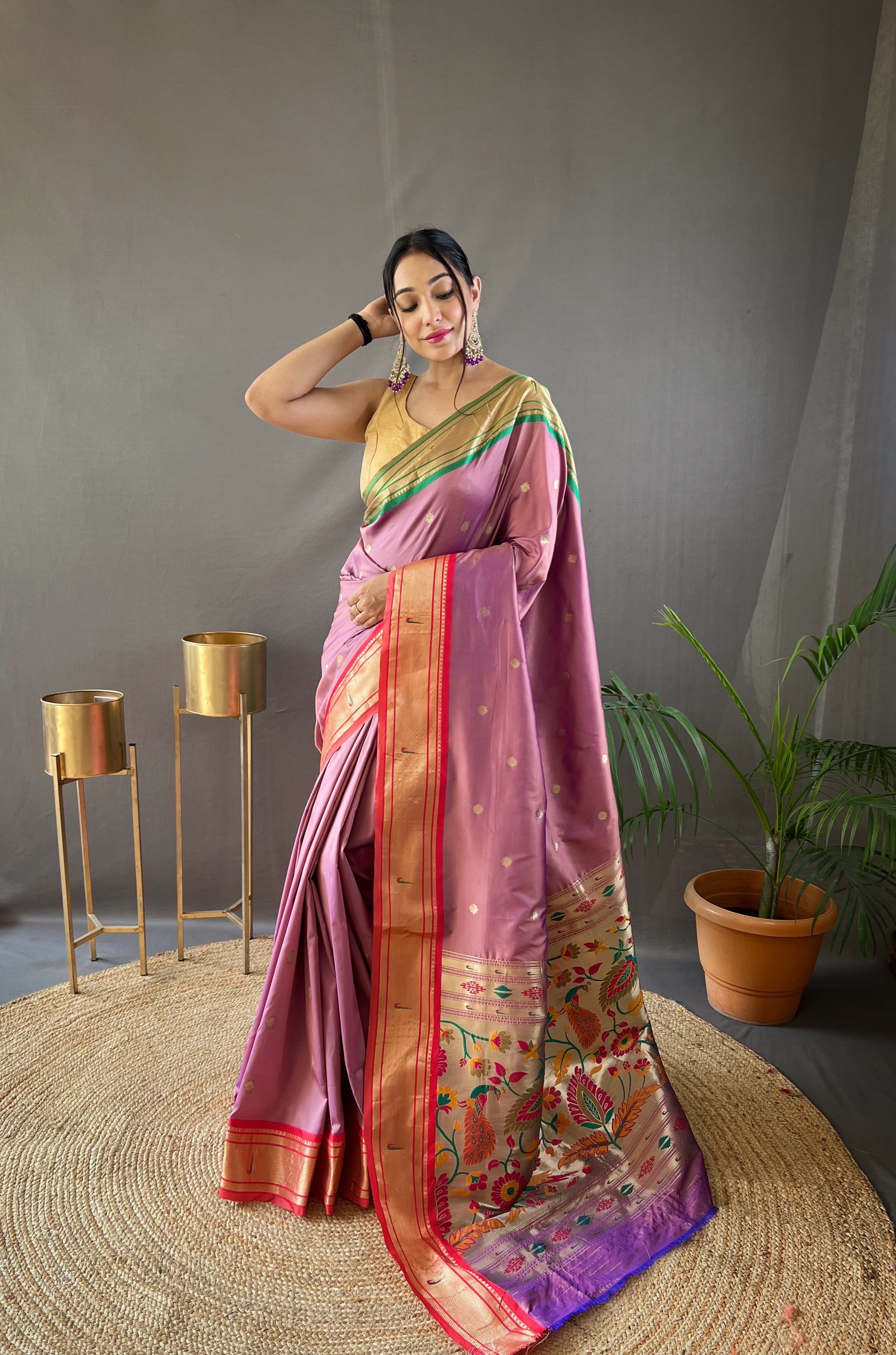 Vivid Pink Paithani Silk Woven Saree