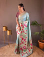 Sky Blue Silk Saree And Zari Weaving Printed Rich Pallu Paithani Silk Saree