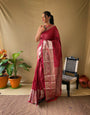 Maroon Banarasi Silk Zari Weaving Saree