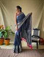 Indigo Banarasi Silk Zari Weaving Saree