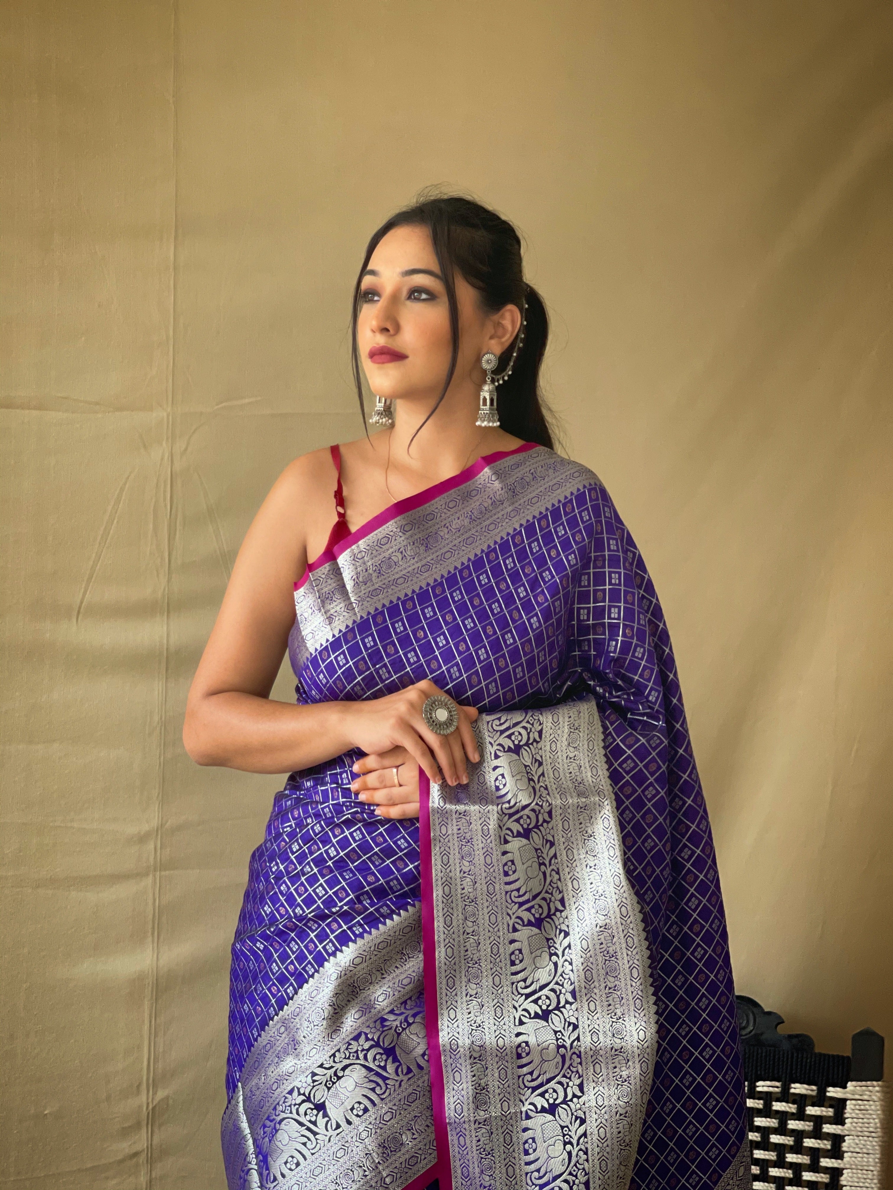 Sea Blue Banarasi Silk Zari Weaving Saree