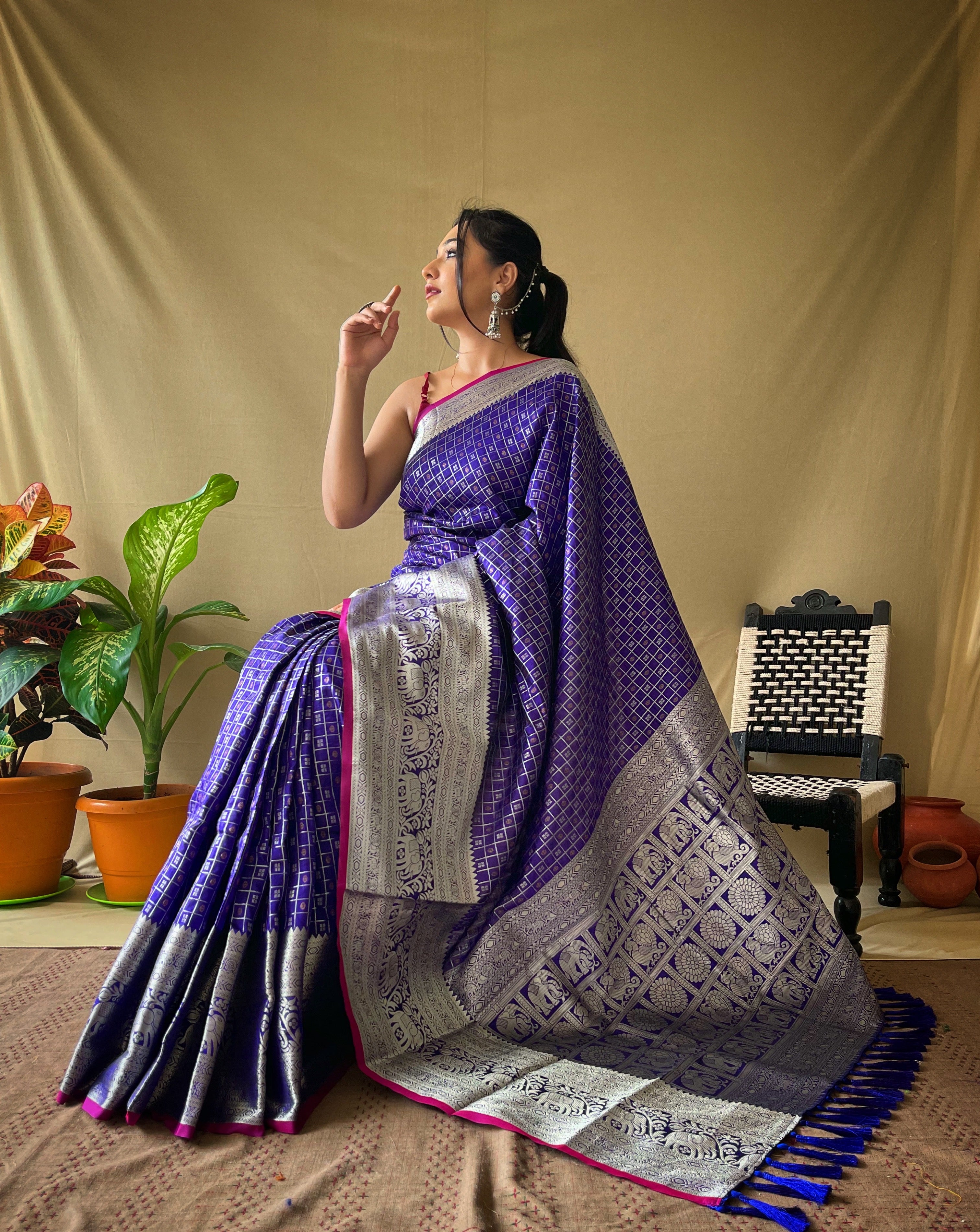 Sea Blue Banarasi Silk Zari Weaving Saree