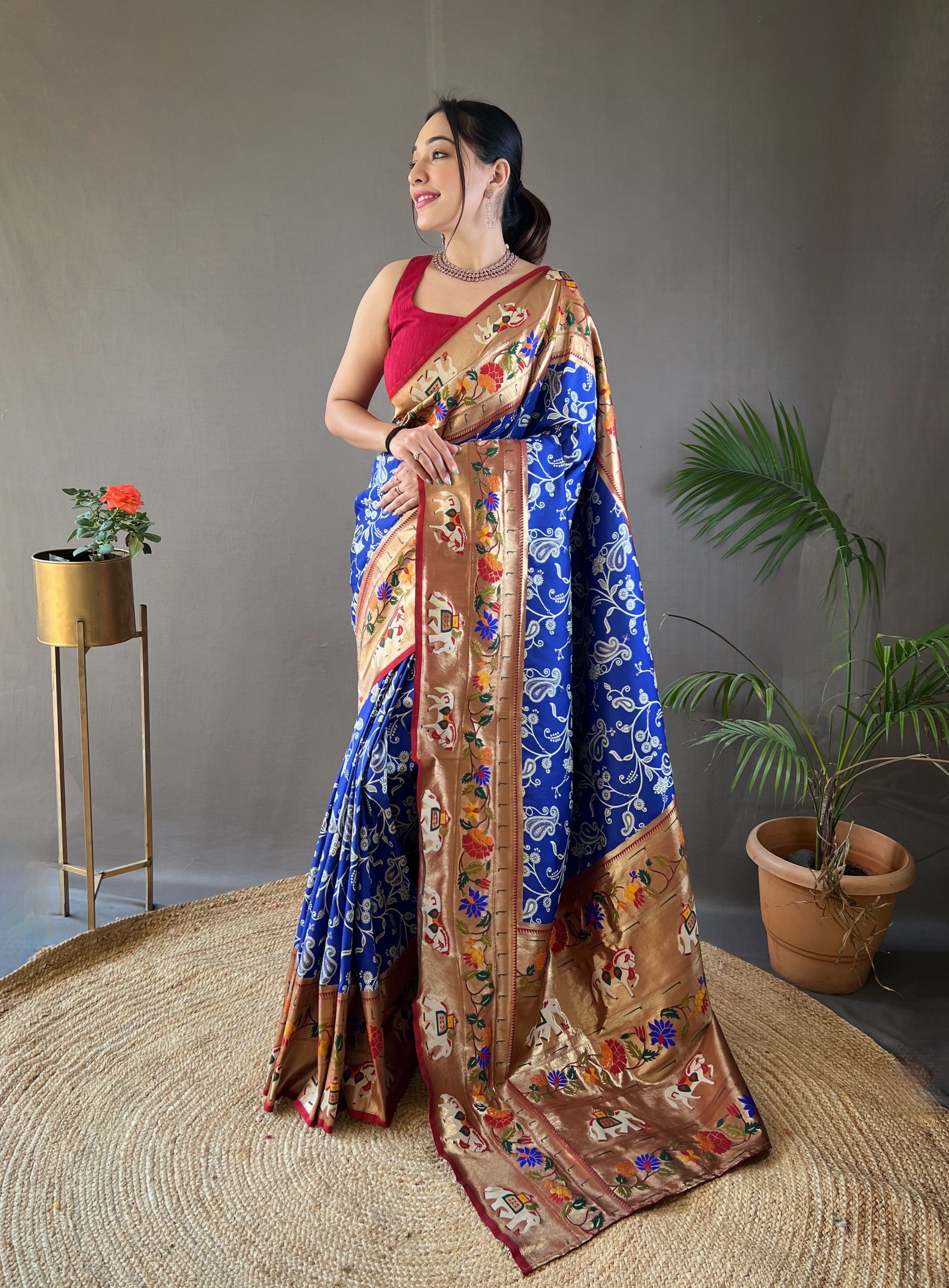 Pure Soft Palatinate Blue paithani Patola Silk Saree
