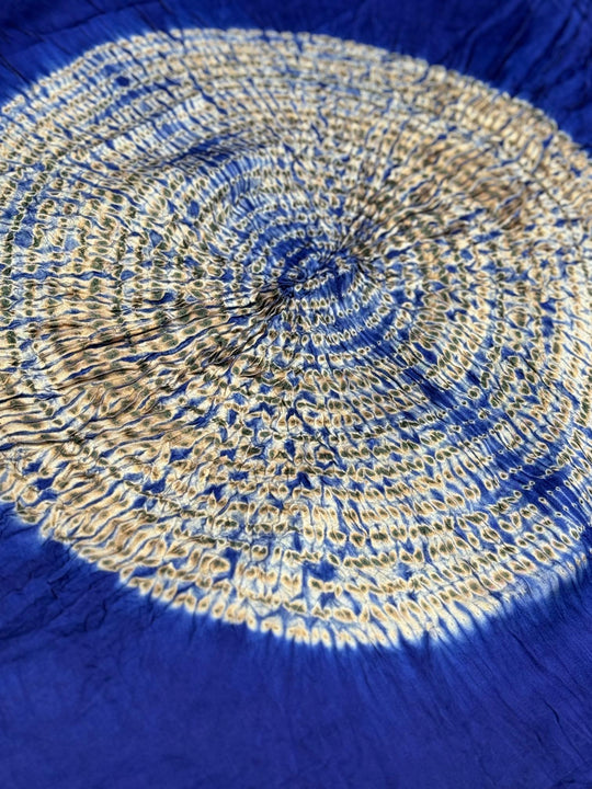Blue Shibori Bandhni Border Pure Modal Silk Plain With Lagdi Pallu Saree